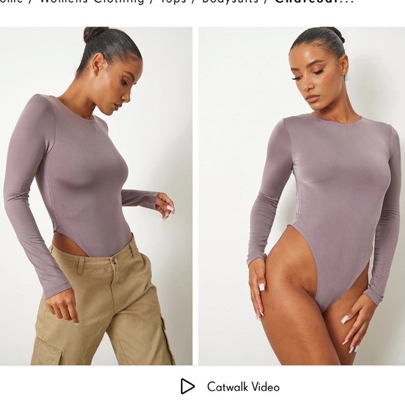 PLT slinky charcoal bodysuit - Picture 1 of 3